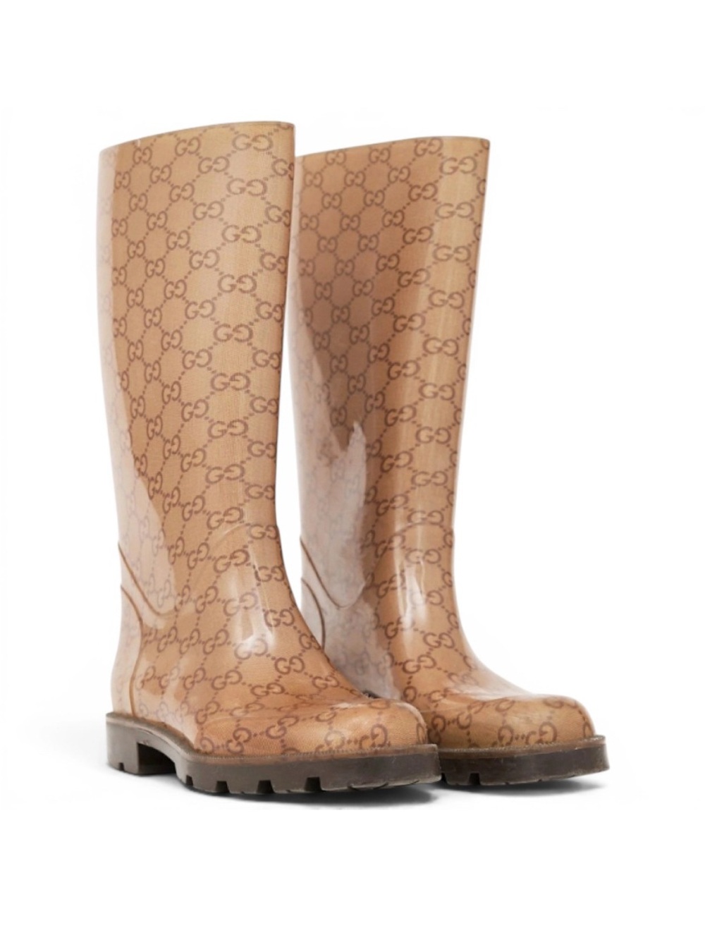 🛍️Gucci Authentic Tan Monogram Wellingtons/ Rain Boots